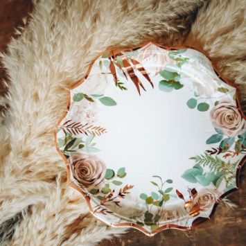 8 Assiettes en carton - Collection Peony 