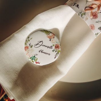 2 Badges Demoiselle d'Honneur - Collection Peony 