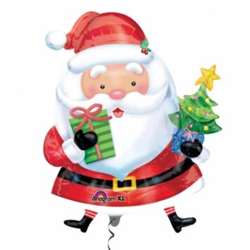 Ballon Métallique Hélium - Père Noël avec Sapin et Cadeaux | jourdefete.com