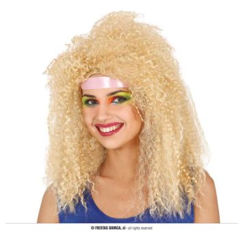 Perruque des Années 80 - Blonde Bouclée | jourdefete.com