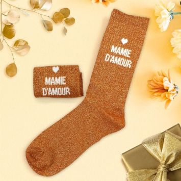 Paire de chaussettes à paillettes pour femme - Mamie - Collection Mamie d'Amour