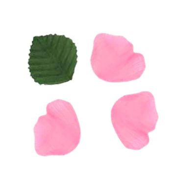 Pétales en Tissu avec Feuilles Rose