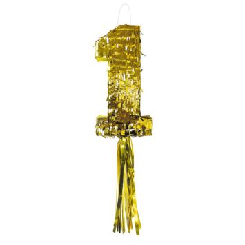 Piñata à tirer - Chiffre 1 Doré | jourdefete.com