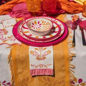 16 serviettes à franges en papier - 20 x 40 cm - Collection Pink Lemonade