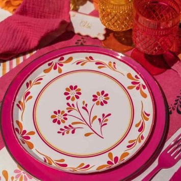8 assiettes en carton - Diamètre 23 cm - Collection Pink Lemonade