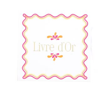 Livre d’or mariage Pink Lemonade blanc citron orange framboise et doré | jourdefete.com