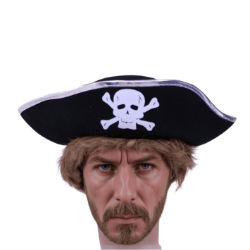 Chapeau de Pirate avec liseré blanc pour adulte