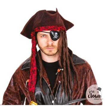 Tricorne de pirate avec dreadlocks