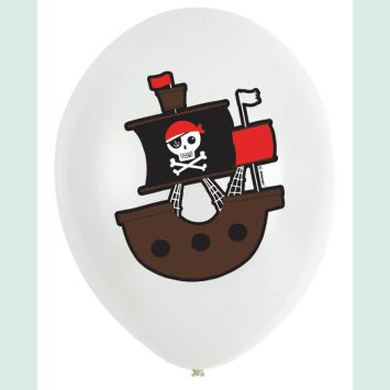 6 ballons en latex collection pirate rouge de 27 cm | jourdefete.com