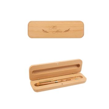 Plumier et stylo en bois - Maîtresse - Modèle au choix