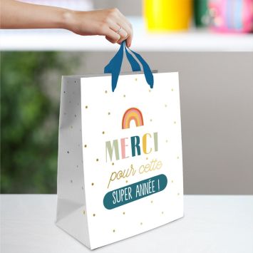 Pochette cadeau - Merci pour cette super année - Modèle Grand - Collection Merci pour cette année