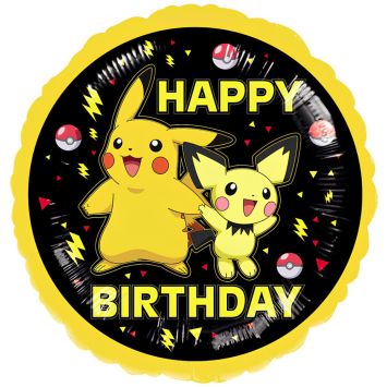 Ballon en aluminium arrondi "Happy Birthday" - Diamètre 43 cm - Pokémon™