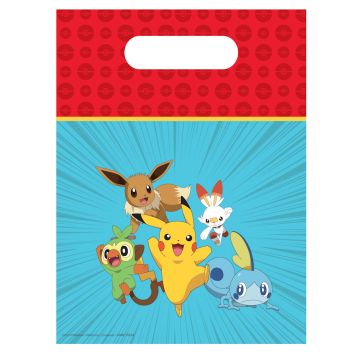 Sacs cadeaux Pokémon avec Pikachu, Évoli, Flambino, Larméléon et Ouistempo | jourdefete.com