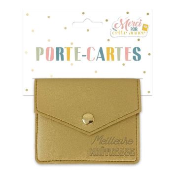 Un splendide porte-cartes doré avec écrit "Meilleure Maîtresse" pour la fin de l'année scolaire | jourdefete.com