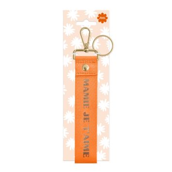Porte-clés en lanière orange "Mamie je t’aime", cadeau original pour mamie | jourdefete.com