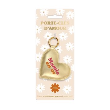 Porte-clés en forme de cœur "Mamie en or" - Collection Mamie d'Amour
