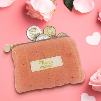 Porte-monnaie en gaze de coton "Mamie d'Amour" - Collection Mamie Chérie