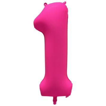 Ballon fluo en aluminium en forme de chiffre - Rose Fluo - 86 x 70 cm - Chiffre au choix
