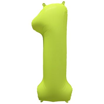 Ballon fluo en aluminium en forme de chiffre - Jaune Fluo - 86 x 70 cm - Chiffre au choix