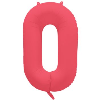 Ballon chiffre 0 fluo XL rouge pour décoration de fête | jourdefete.com