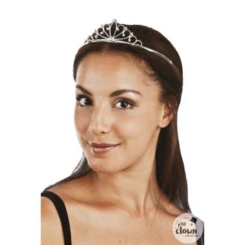 Diadème de reine argenté avec strass