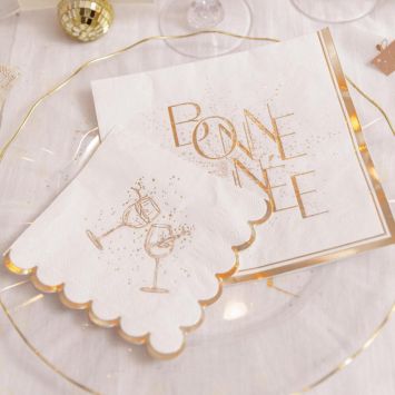 20 serviettes cocktail en papier - Nouvel An - 24 x 24 cm - Collection Bubbles Party