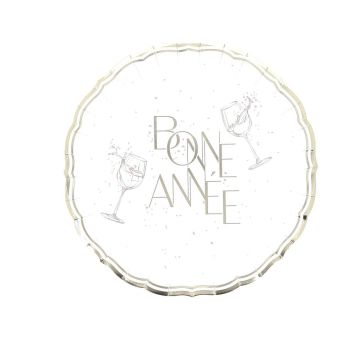 8 assiettes "Bonne Année" en carton - Nouvel An - Diamètre 23 cm - Collection Bubbles Party
