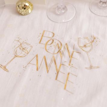 Chemin de table "Bonne Année" en mousseline - Nouvel An - 28 cm x 3 m - Collection Bubbles Party