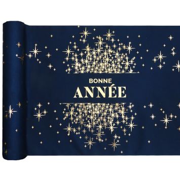 Chemin de table en polyester - Nouvel An - 28 cm x 2,5 m - Collection Bonne Année Pailleté