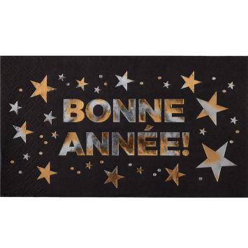 10 serviettes "Bonne Année !" en papier - Nouvel An - 40 x 33 cm - Collection Bonne Année Champagne