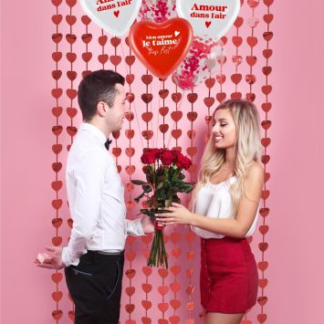 Rideau à franges en forme de cœur - 2 x 1 m - Saint-Valentin - Collection Chéri Chérie