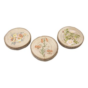 3 rondins de bois avec motifs terracotta - 5 x 0,6 cm