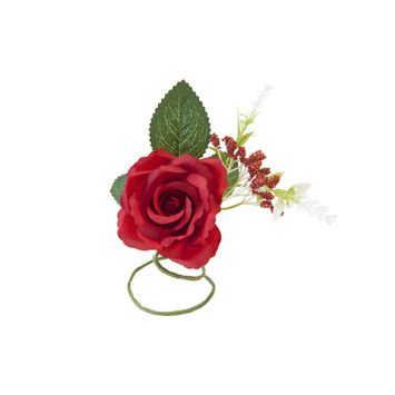 Rose sur fil pour décoration de table - 14 x 7 x 6 cm - Couleur au choix