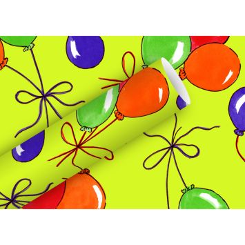 Rouleau de papier cadeau - 2 x 0,7 m - Ballons avec fond citron vert