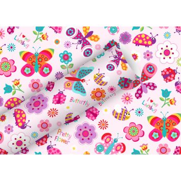 Rouleau de papier cadeau - 2 x 0,7 m - Flying Friends Rose
