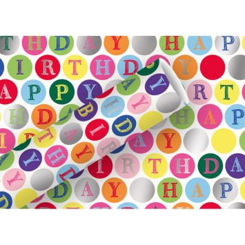 Rouleau de papier cadeau - 1,5 x 0,7 m - Happy Birthday Bulles