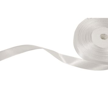 Rouleau de ruban en satin - 12 mm x 25 m - Couleur Blanc