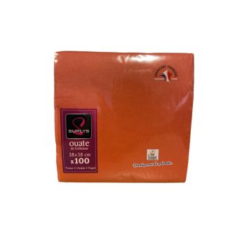 100 serviettes ouate de cellulose 38 x 38 cm dépliée de couleur terracotta