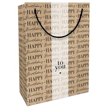 Sac cadeau en papier kraft - Happy Birthday