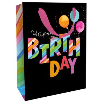 Sac cadeau en papier - Happy Birthday - Taille L