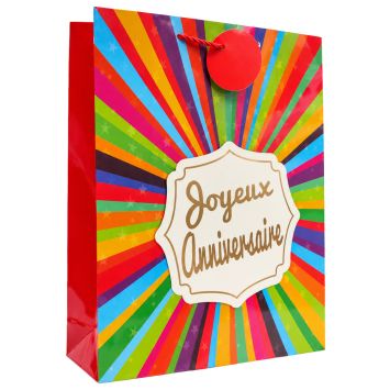 Sac cadeau en papier - Joyeux Anniversaire Pop - Taille L