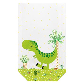 10 sachets transparents avec clips - 11,5 x 19 cm - Funny Dinos
