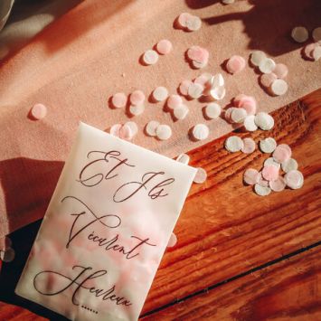 6 Sachets de Confettis - Rose Gold et Blanc