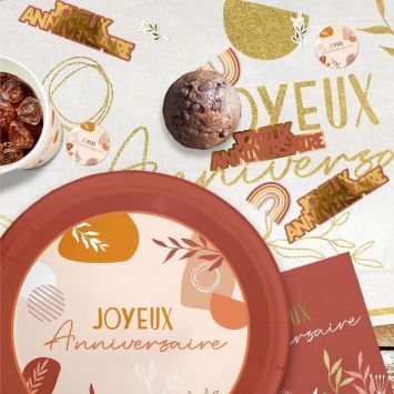 Sachet de 20 décorations de table - Joyeux Anniversaire - Collection Terracotta