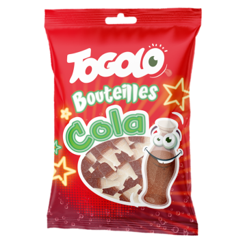 Sachet de bonbons acidulés au goût de cola - Bouteilles de cola - TOGOLO - 125 g