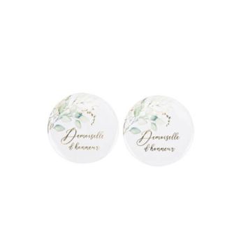 2 badges demoiselles d'honneur sauge green et or | jourdefete.com