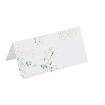 10 Marque-Places Sauge Green Blancs, Vert Sauge et Or 8 x 4 cm | jourdefete.com