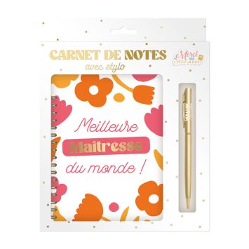 Coffret Carnet de Notes et Stylo "Meilleure Maîtresse du monde" - Collection Merci pour cette année