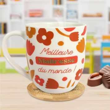 Coffret Tasse à café "Meilleure Maîtresse du monde !" - Collection Merci pour cette année