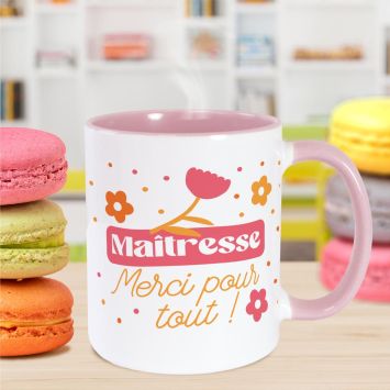 Mug rose "Maîtresse, merci pour tout !" - Collection Merci pour cette année